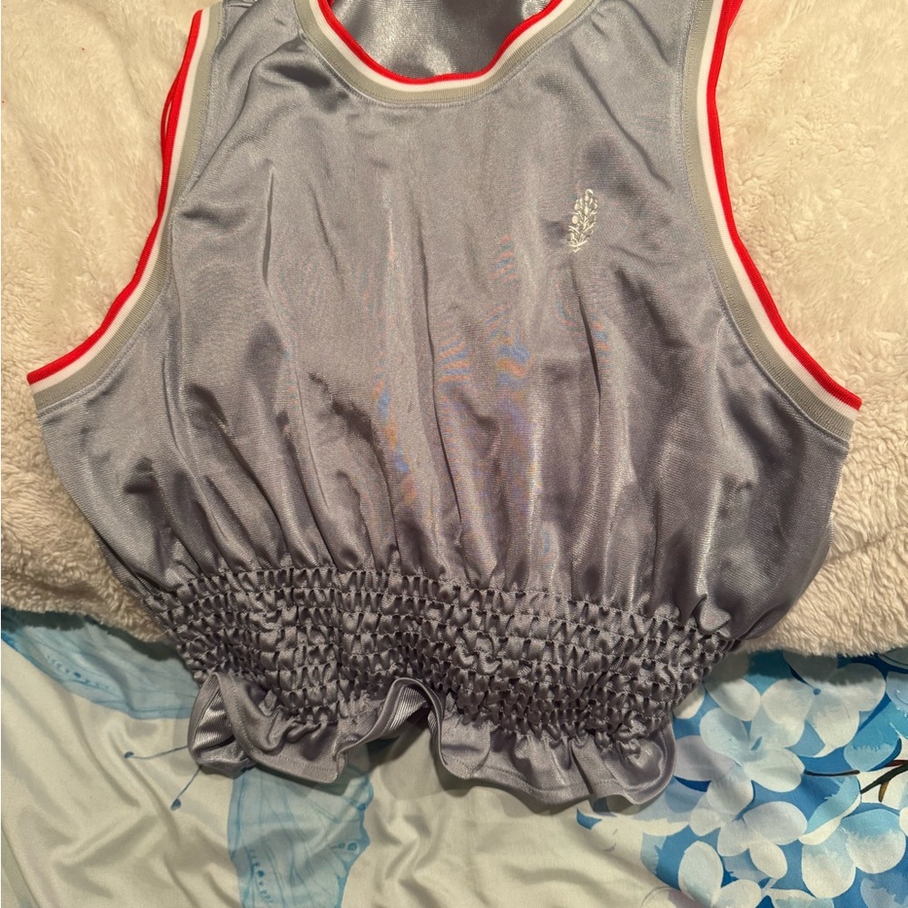 FP Movement by Free People Silver Tank Top with Red Trim